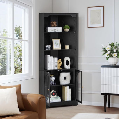 Mid-Century Modern 70" H Tall Coner Storage Cabinet - Image 9