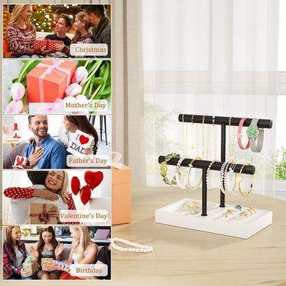 SZQINJI Bracelet Holder Organizer Jewelry Display Stand, Solid Wood Base - Image 7