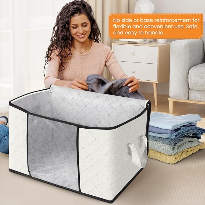 Fab totes 24 Gallons Clothes Storage, Foldable Thick Fabric Blanket Storage Bags - Image 3