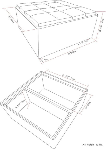 SIMPLIHOME Avalon Wide Contemporary Square Coffee Table Storage Ottoman - Image 2