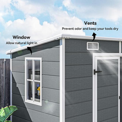 Outsunny 8' x 4' Outdoor Storage Shed, Waterproof Resin Plastic Shed - Image 6