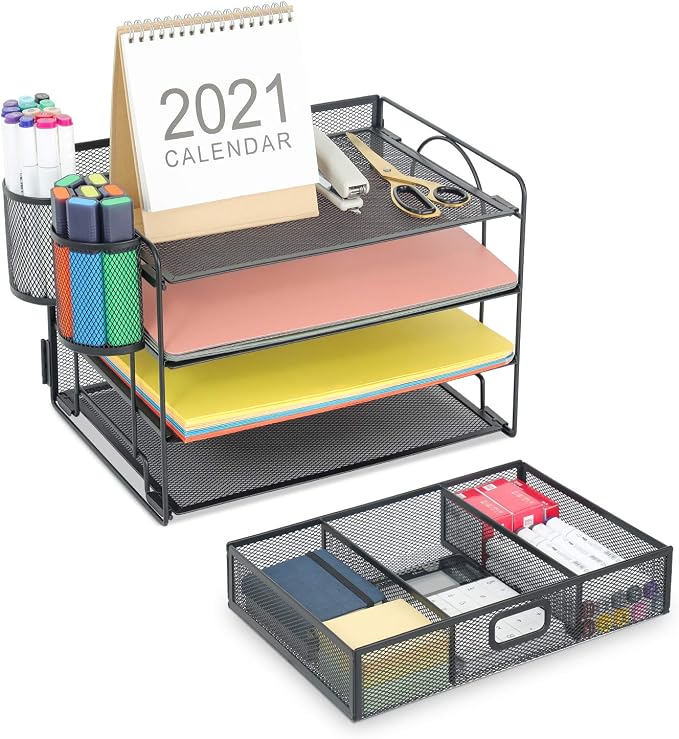 Marbrasse Desk Organizer and Accessories4-Tier Paper File Letter Tray - Image 8