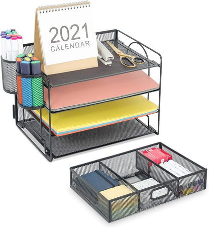 Marbrasse Desk Organizer and Accessories4-Tier Paper File Letter Tray - Image 8