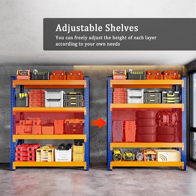 5000LBS Heavy Duty Garage Shelving 59" W Garage Storage Shelves 4-Tier Metal - Image 5