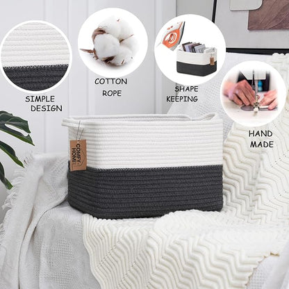COMFY-HOMI 3PACK Cotton Rope Square Basket - Image 7