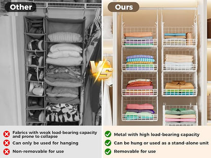 4" Extra Deeper Foldable Hanging Closet Organizer, Small Wire Cabinet Shelves - Image 11