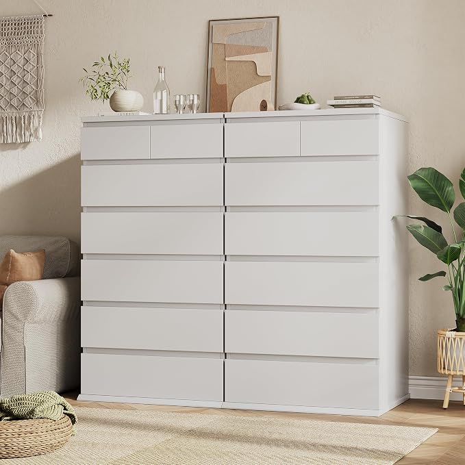 White Tall 7 Drawer Dresser for Bedroom, Modern Wood Closet Dressers & Chests - Image 8