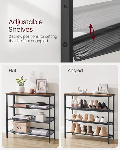 VASAGLE Shoe Rack for Entryway, Freestanding, Adjustable, Industrial | 4-Tier - Image 8
