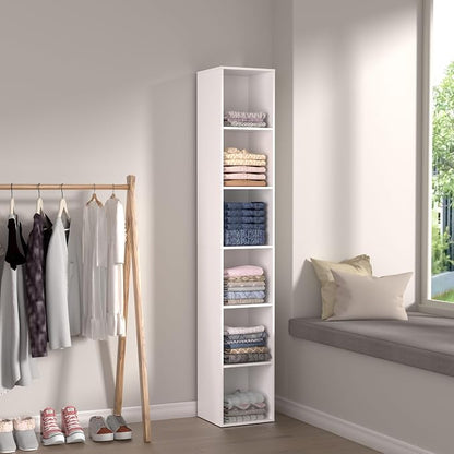6 Cube Storage Organizer, 6 Tier Vertical Cube Bookcase Freestanding Storage - Image 7