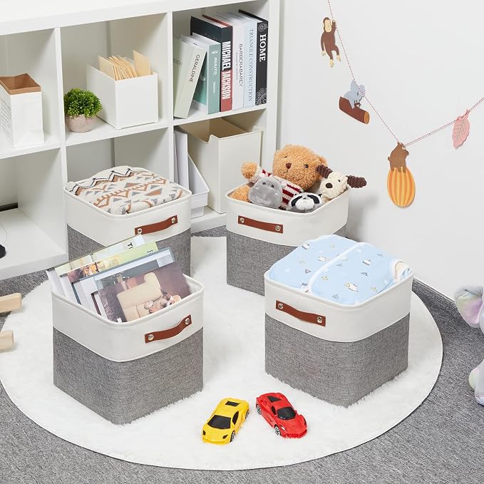 HNZIGE Fabric Cube Storage Baskets Bins Cube Baskets 11x11, Foldable Storage - Image 3