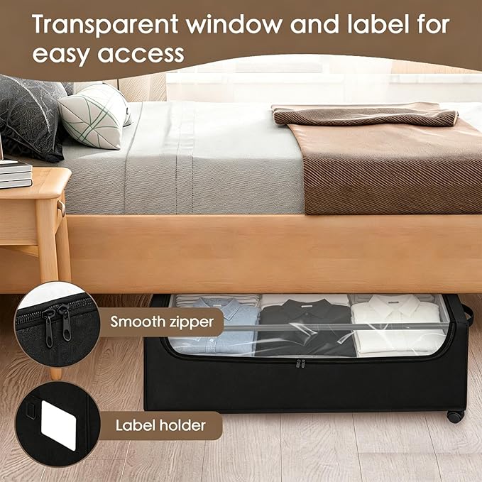 Under Bed Storage with Wheels, Underbed Storage Bins, XXXL 85L 11 inches - Image 4