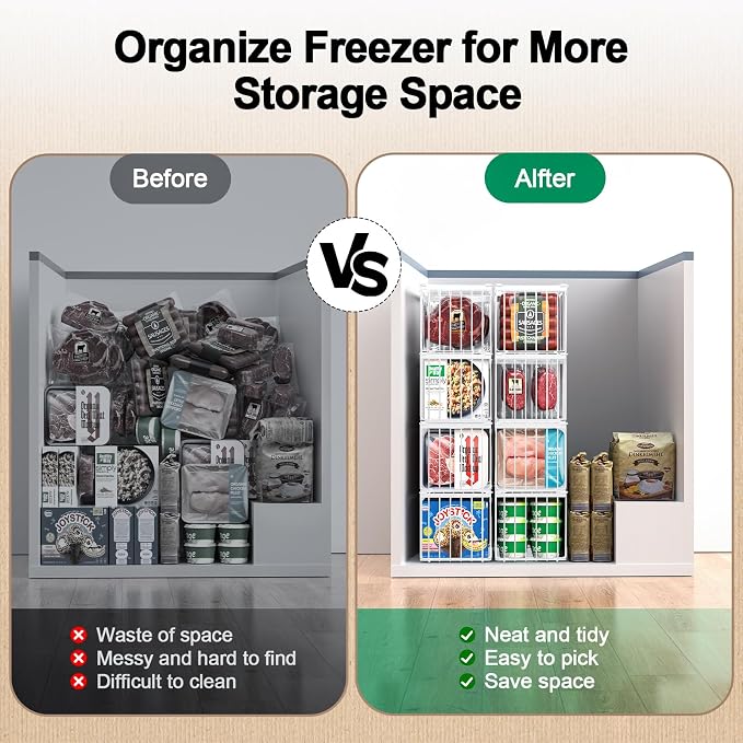 Freezer Organizer Bins, 4 Pack Stackable Deep Chest Freezer Organizer Bins - Image 6