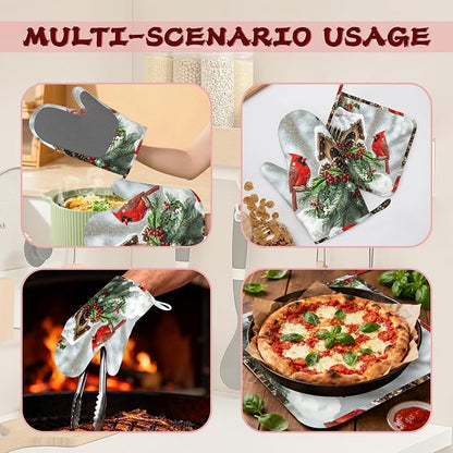 Cardinal Heat-Resistant Silicone Oven Mitts and Pot Holder 4 Piece Set - Image 6