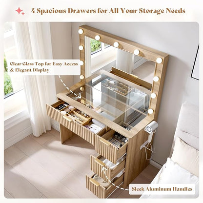AMERLIFE 36.2" Fluted Vanity Desk - Image 9