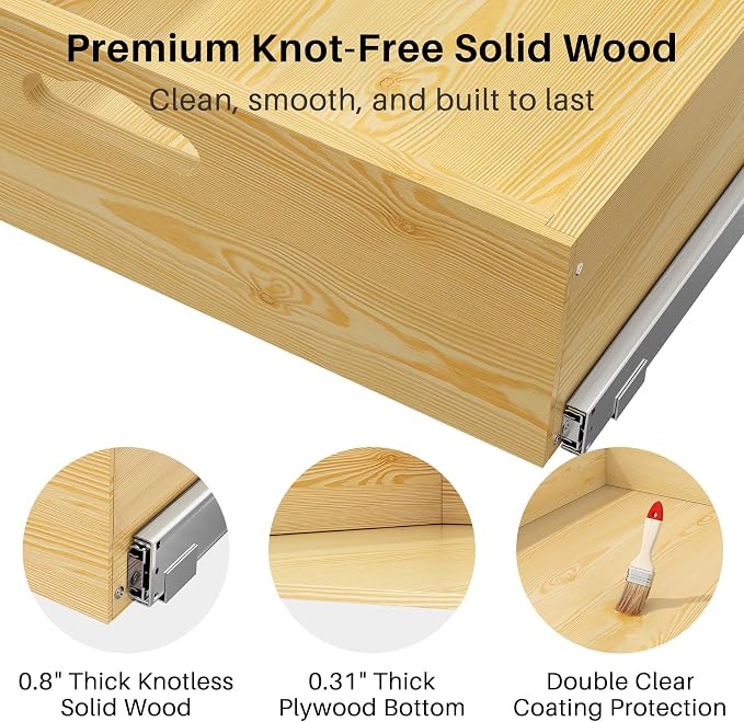 Pull Out Cabinet Organizer, Soft Close Slide Out Solid Wooden Drawers, Heavy - Image 8