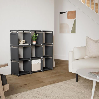 Mavivegue Book Shelf, 9 Cube Storage Organizer, DIY Bookcase, Metal Cube - Image 2
