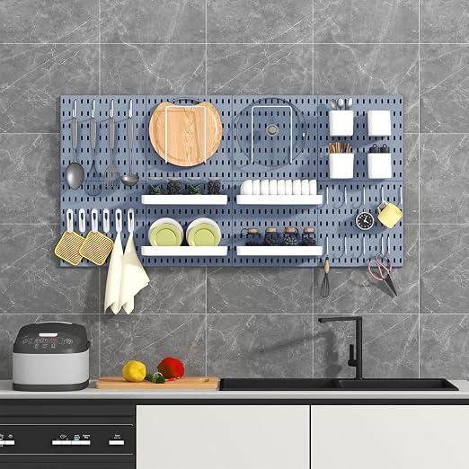 Pegboard Combination Kit, 8 Peg Boards and 30 Accessories Modular Hanging Black - Image 6