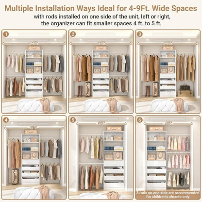 Aheaplus Closet System, 4-9Ft Closet Organizer - Image 4