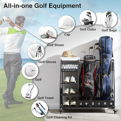 Lauren&Harold Golf Bag Organizer Garage Storage, Golf Storage Rack Stand Fits 2 - Image 5