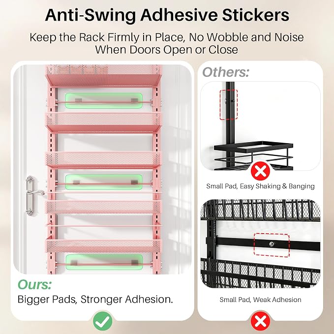 SNTD 8 Tiers Over the Door Organizer, Height Adjustable Spice Rack, Dense Mesh - Image 6
