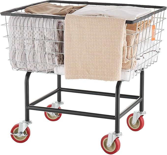 VEVOR Wire Laundry Cart, 2.8Bushel Wire Laundry Basket by VEVOR