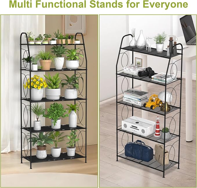 VyGrow 5 Tier Plant Stand Indoor Outdoor, Heavy Duty Plant Shelf, Metal Mesh - Image 5