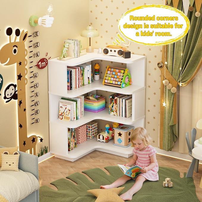 Armocity Corner Book Shelf, 4-Shelf L Shaped Corner Bookshelf - Image 5