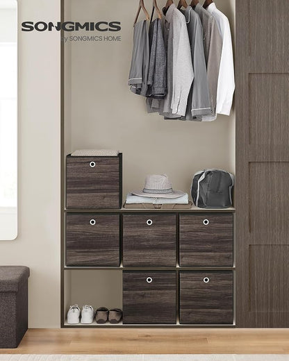 SONGMICS Storage Cubes, Foldable Fabric Storage Bins, Chestnut Brown, URFB133K01 - Image 2