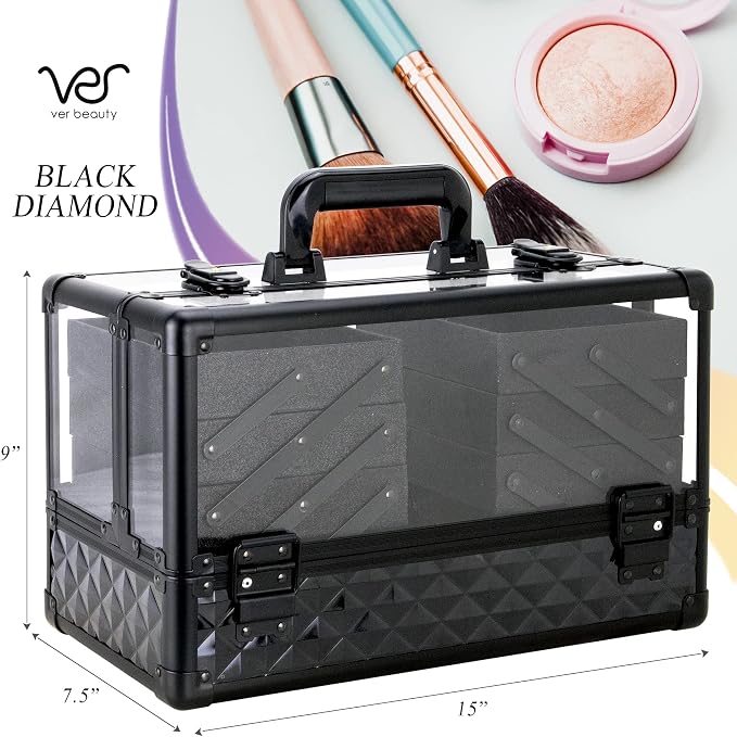 Ver Beauty Makeup Train Case 14 inch Armored Acrylic Large Portable Cosmetic - Image 3