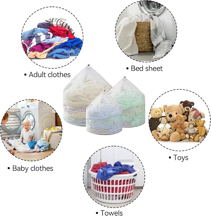 3Pcs Laundry Mesh Wash Bags, Drawstring Net Laundry Bag - Image 7