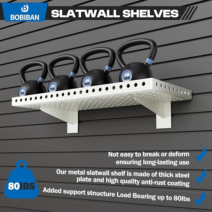 4 Pack Slatwall Shelves, Heavy Duty White Metal Slat Wall Shelf - Image 3
