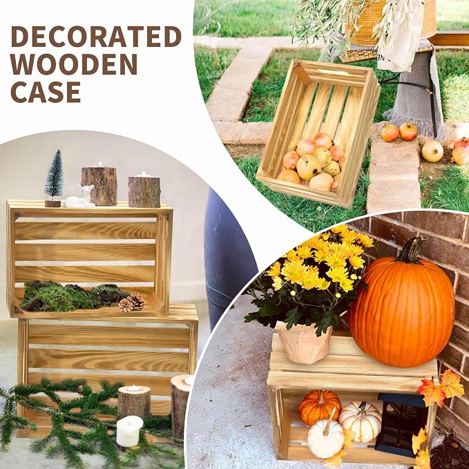 6 Pcs Wooden Crates for Display, Nesting Wood Crate for Storage, 6 Size | - Image 6