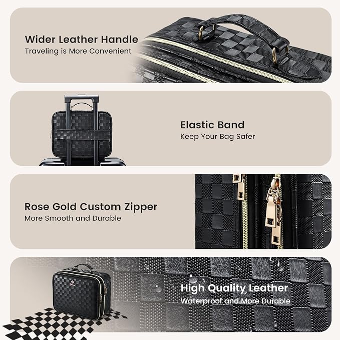 Makeup Bag with LED Lighted Mirror 12.2 IN Travel Double Layer Makeup Case - Image 7