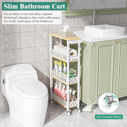 Giwil 4-Tier Slim Rolling Storage Cart - Image 3