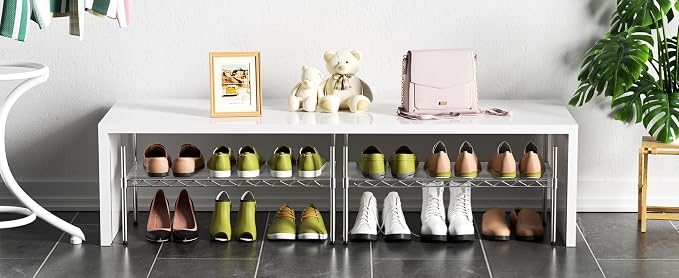 1-Tier Wire Shelf Rack, Single Metal Shelves Rack, 1 Tier Metal Shelf, Chrome | - Image 2
