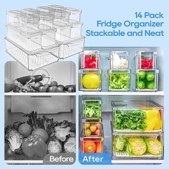 JollyPack 14 Pack Fridge Organizers, Refrigerator Organizer Bins - Image 4