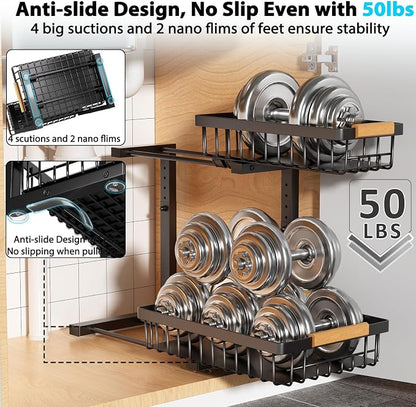Liuoud Under Sink Organizer 2 Pack, 2 Tier Slide Out Large Capacity Height - Image 4
