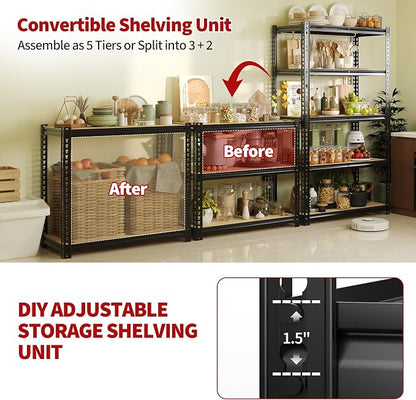 Heavy Duty Garage Storage Shelves, 3000 Lbs Capacity, 5-Tier Adjustable Storage - Image 5