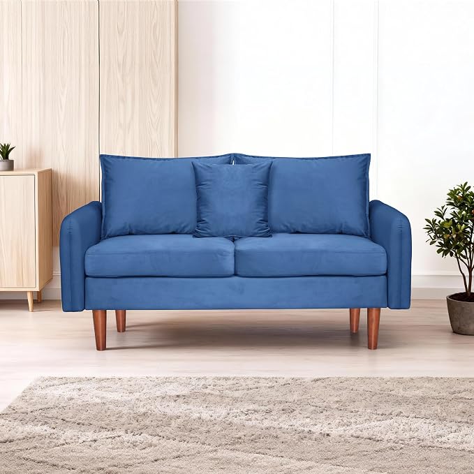 56.1" Round armrest Velvet Loveseat Sofa, mid-Century Modern Style, Luxurious - Image 6