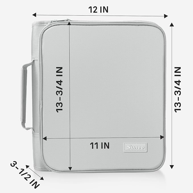 SUNEE Zippered Binder Bag with Handle, 2-Inch 3-Ring O-Ring, 500-Sheet Capacity - Image 6