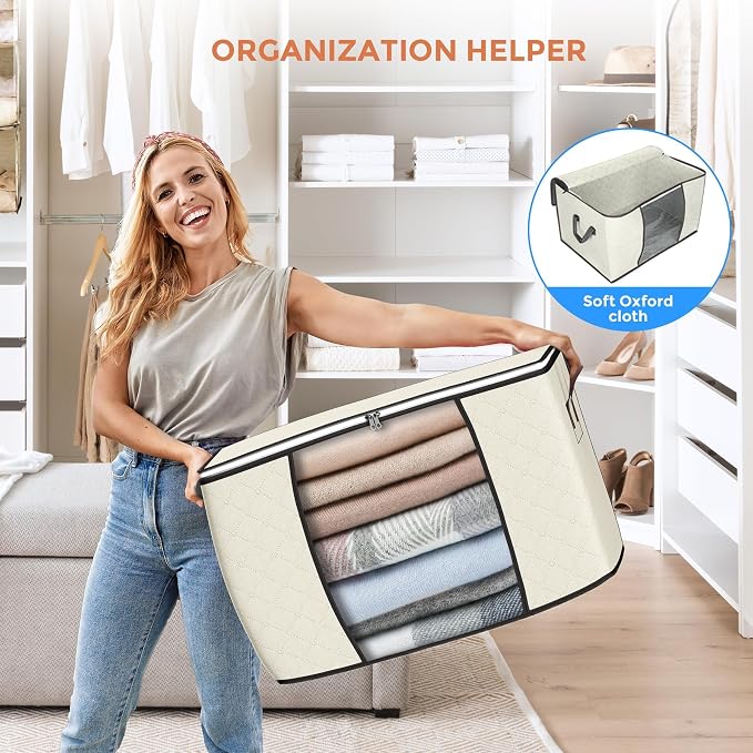 Budding Joy 90 L Large Storage Bags, 10 Pack Clothes Storage Bins Foldable - Image 6