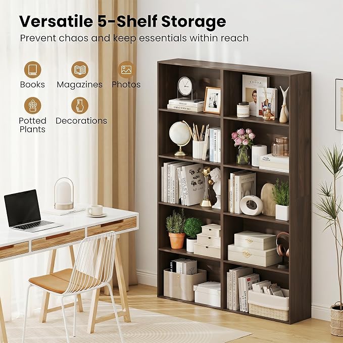 Giantex 5-Tier Bookshelf, Freestanding Bookcase - Image 4