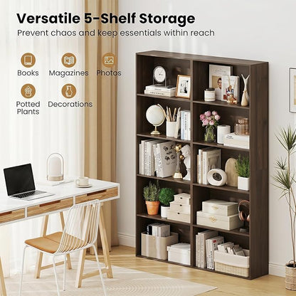 Giantex 5-Tier Bookshelf, Freestanding Bookcase - Image 4