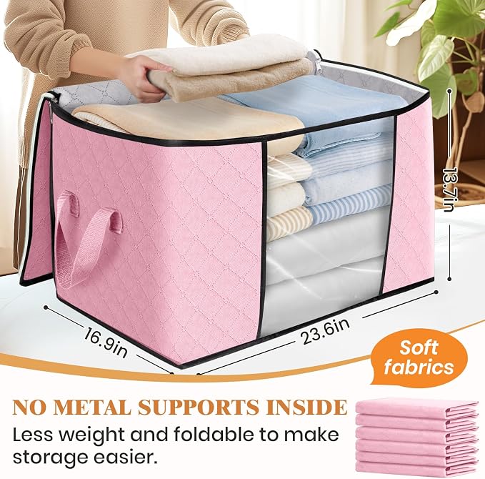 Fab totes 24 Gallons Clothes Storage, Foldable Thick Fabric Blanket Storage Bags - Image 2