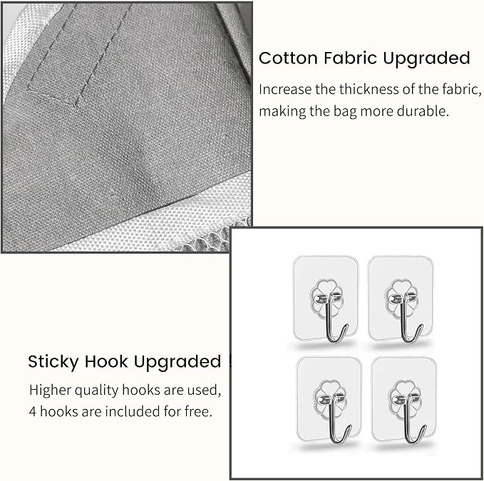 Kanrichu 3pcs Wall Hanging Organizer Bag, Linen Fabric Door Hanging Storage - Image 4