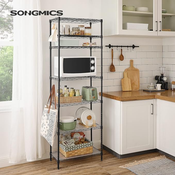 SONGMICS 7-Tier Storage Shelves, Wire Shelving Unit, Kitchen Metal Shelves - Image 2