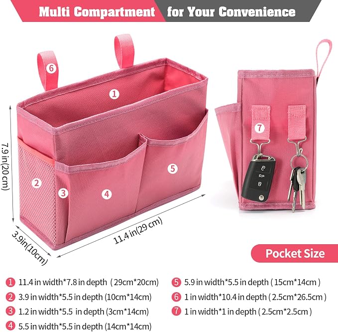 Bseash Bunk Bed Organizer, Bedside Caddy Hanging Bed Organizer Storage Bag - Image 2