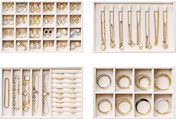 Velvet Jewelry Drawer Organizer Trays – 4-Layer Stackable Jewelry Storage by pickpiff