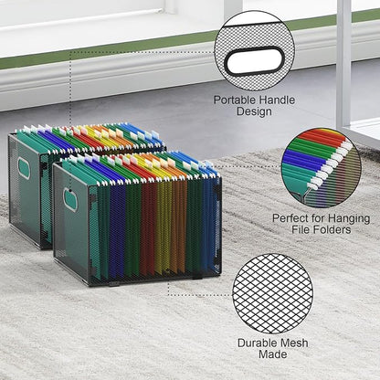samstar 2 Pack Hanging File Organizer, Mesh File Folder Box Filing Box File - Image 4