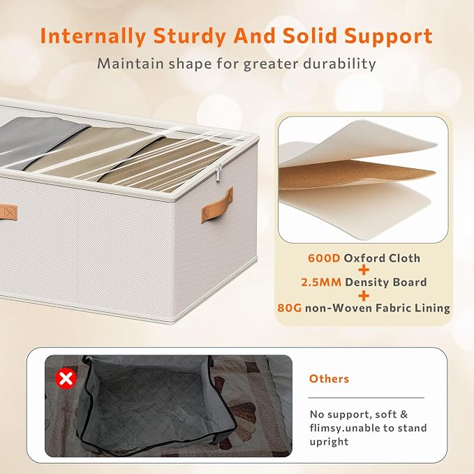 10 Inch 2 Pack Under Bed Storage Containers, 10 Inch Tall Underbed Clothes - Image 4